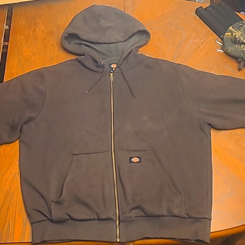 Dickies Heavyweight Full Zip Hoodie Mens XL Brown